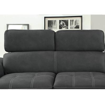Canapé couchette en forme de L avec lit rétractable et appuie-tête réglable et chaise de rangement, en tissu nubuck de graphite