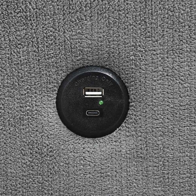 Canapé couchette en forme de U avec lit et fauteuil de rangement et port de charge USB et 1 table déroulante réversible, chenille grise