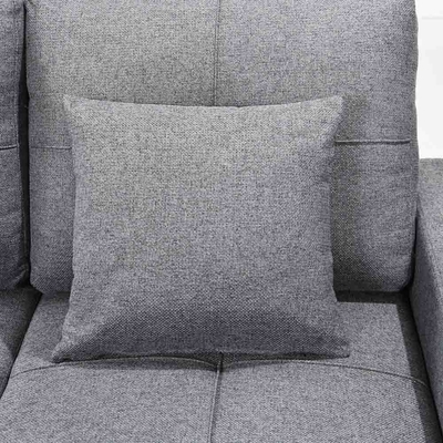 Canapé couchage en forme de L avec lit et rangement, en tissu gris
