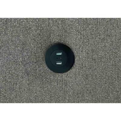 Canapé couchage réversible en forme de L avec lit et rangement rétractables et ports de recharge USB, chenille grise métallique