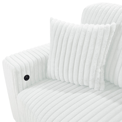 Canapé couchage en forme de U avec lit et rangement à étirer Chaise de salon et port de recharge USB, tissu de corduroy beige