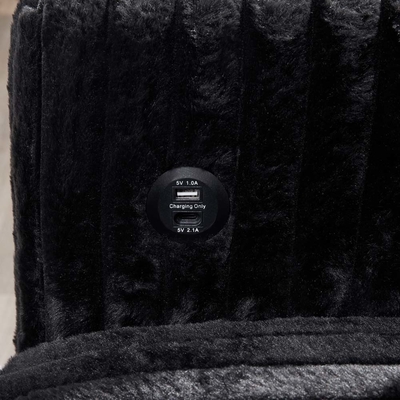 Canapé couchage en forme de U avec lit et rangement à étirer Chaise de salon et port de recharge USB, tissu de corduroy noir