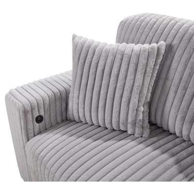 Canapé couchage en forme de U avec lit et rangement à étirer Chaise de salon et port de recharge USB, tissu gris en velours