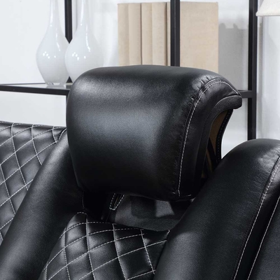 Canapé d'angle Power Recliner avec 2 sièges Power Recliner et 2 appuie-tête Power et boîte de rangement et bras de rangement et lumière LED, cuir noir respirant