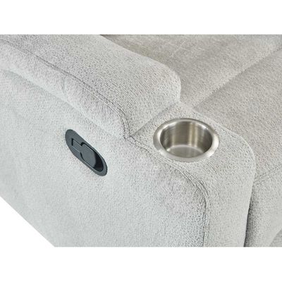 Chaise inclinable avec porte-gobelets en acier inoxydable, en tissu gris