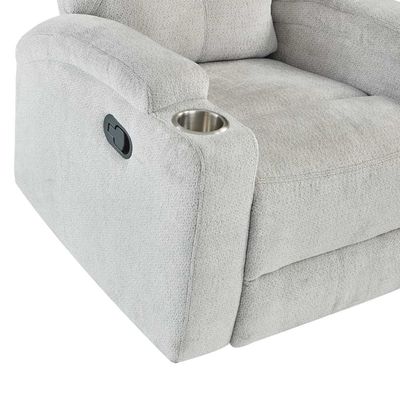 Chaise inclinable avec porte-gobelets en acier inoxydable, en tissu gris