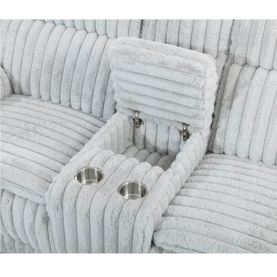 Couchette Power Recliner avec sièges Power Recliner et boîte de rangement, en tissu Corduroy gris