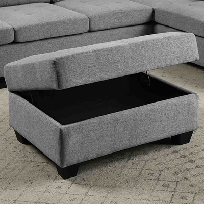 Canapé sectionnel en forme de L avec table déroulante et chaise réversible et rangement