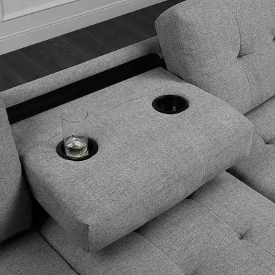 Canapé sectionnel en forme de L avec table déroulante et chaise réversible et rangement