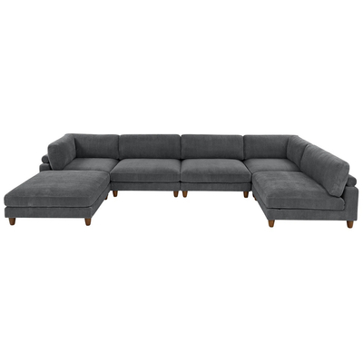 Couchette modulaire sectionnelle, en tissu en corduroy gris foncé