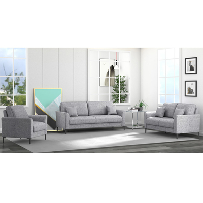 3 pièces de canapé avec oreillers, drap gris clair