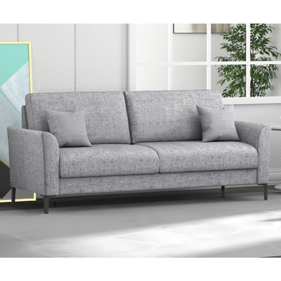 3 pièces de canapé avec oreillers, drap gris clair