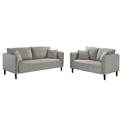 2 pièces ensemble de canapé avec oreillers, chaud gris corduroy