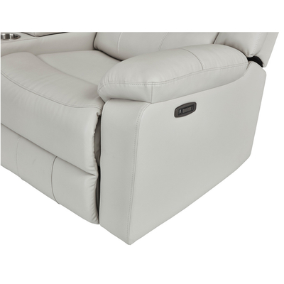 Canapé d'angle Power Recliner avec 2 sièges Power Recliner et boîte de rangement et haut-parleur audio Bluetooth et lumière LED, cuir respirant beige