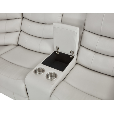 Canapé d'angle Power Recliner avec 2 sièges Power Recliner et boîte de rangement et haut-parleur audio Bluetooth et lumière LED, cuir respirant beige