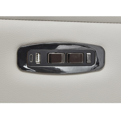 Canapé d'angle Power Recliner avec 2 sièges Power Recliner et boîte de rangement et haut-parleur audio Bluetooth et lumière LED, cuir respirant beige