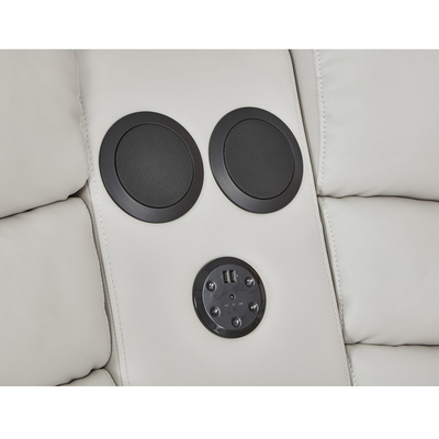 Canapé d'angle Power Recliner avec 2 sièges Power Recliner et boîte de rangement et haut-parleur audio Bluetooth et lumière LED, cuir respirant beige