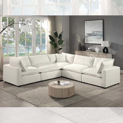 Canapé modulaire sectionnel avec coussin et oreillers de siège en tissu de plumes, lin beige
