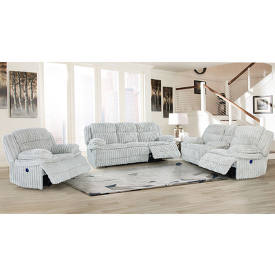 Couchette Power Recliner avec sièges Power Recliner et boîte de rangement, en tissu Corduroy gris