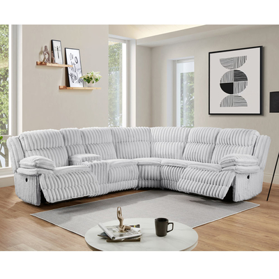 Canapé d'angle avec 2 sièges et boîte de rangement, en tissu gris en velours