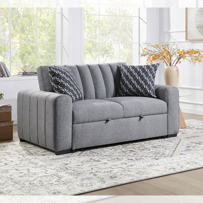 Canapé-lit convertible pleine grandeur, lit gigogne confortable avec dossier réglable, canapé futon, tissu gris