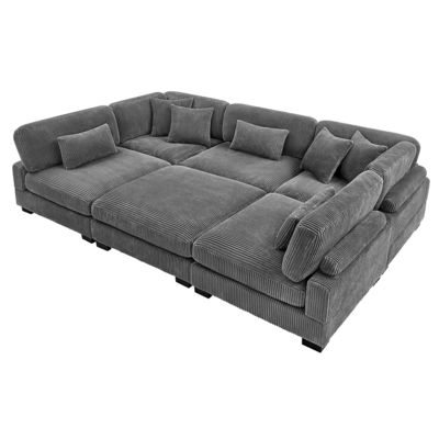 Couchette modulaire sectionnelle, en tissu gris de laine de coton