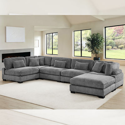 Couchette modulaire sectionnelle, en tissu gris de laine de coton