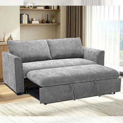 Canapé-lit convertible Queen Size, lit gigogne confortable avec dossier réglable, canapé futon, tissu gris