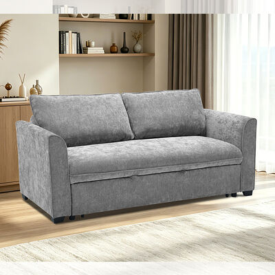Canapé-lit convertible Queen Size, lit gigogne confortable avec dossier réglable, canapé futon, tissu gris