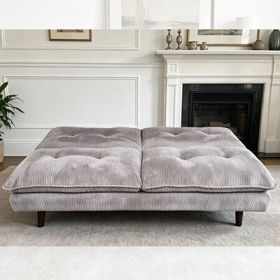 Couchette convertible en tissu gris en coton