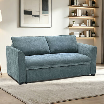 Lit de canapé convertible de taille queen, lit confortable avec dossier réglable, lit de canapé Futon, tissu teal