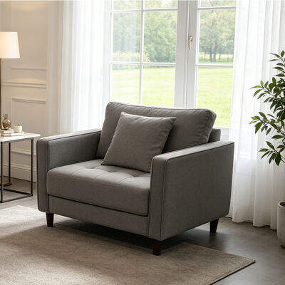 Un ensemble de canapés en 3 pièces avec des oreillers en tissu gris