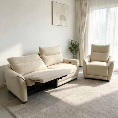 Couchette Power Recliner avec zéro gravité et Wall Hugger, mousse haute densité, tissu beige