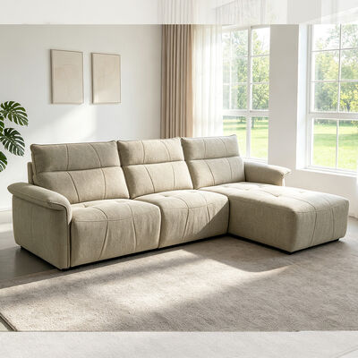 Canapé sectionnel électrique avec 2 sièges inclinables électriques, port USB et Type C, tissu taupe
