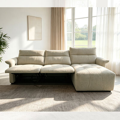 Canapé sectionnel électrique avec 2 sièges inclinables électriques, port USB et Type C, tissu taupe