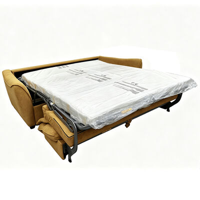 Canapé convertible, tissu jaune moutarde